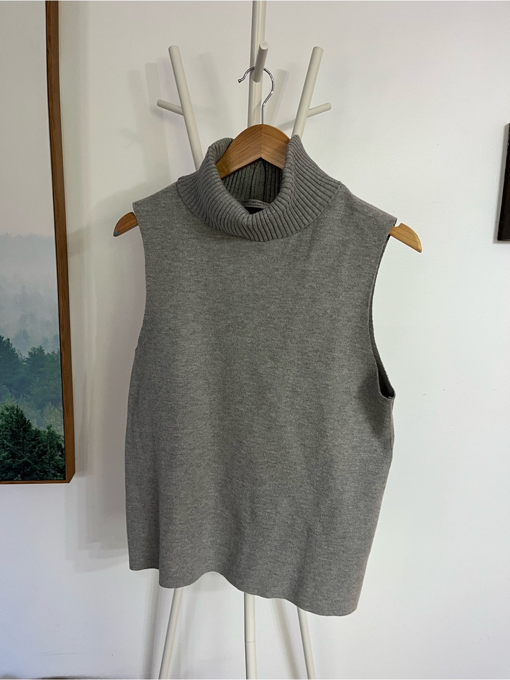 Simons Gray Sleeveless Turtleneck Sweater Vest